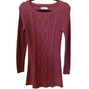 Hollister Sweater Dress Women's Size XS Burgundy Cable Knit 90s Y2K Style Twee
